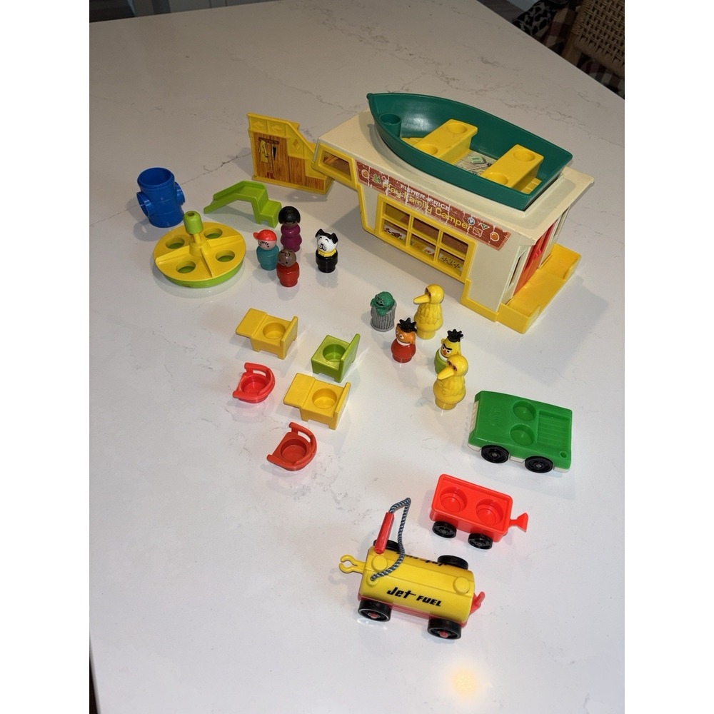 Fisher Price Vintage Lot Of Camper Boat People Sesame Street Playground